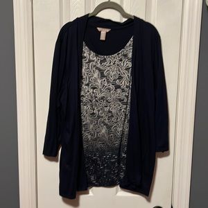 White Stag - Navy and White Twofer Sweater - XXL